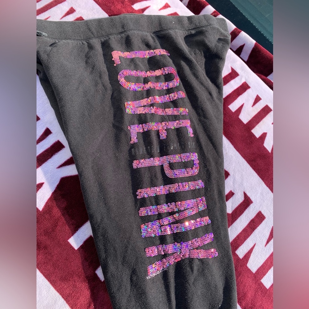 VS pink bling sequins cropped sweatpants